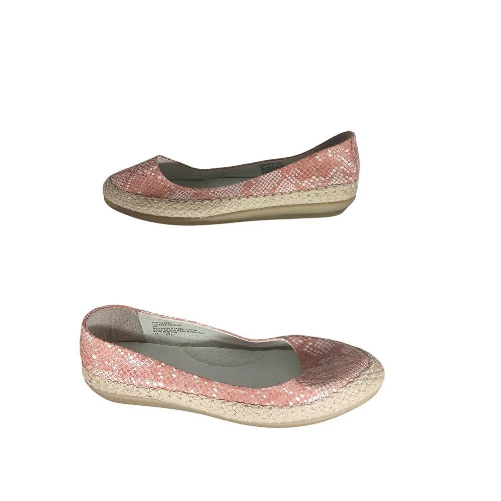 Cliffs by White Mountain Cooler Flats 8M Pink Snakeskin Espadrille‎ Slip On Boho